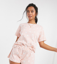 Розовая пижама с шортами ASOS DESIGN Petite-Розовый