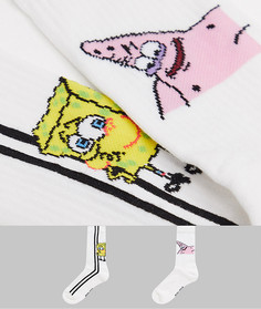 Набор из 2 пар носков с дизайном "губка Боб и Патрик" ASOS DESIGN-Белый