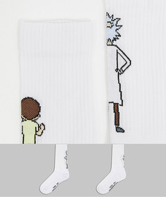 2 пары спортивных носков с принтом на тематику "Рик и Морти" ASOS DESIGN-Белый