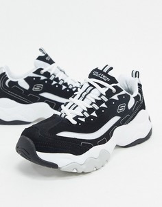 Черно-белые кроссовки на массивной подошве Skechers dlites 3.0-Черный