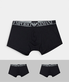 2 черных боксеров-брифов с большим логотипом Emporio Armani-Черный