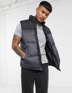 Серый жилет-пуховик в стиле колор блок Jack & Jones Originals