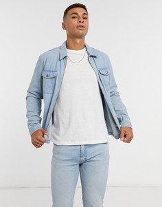Голубая джинсовая рубашка с длинными рукавами River Island-Синий