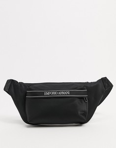 Черная сумка-кошелек с фирменной лентой Emporio Armani-Черный