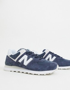 Темно-синие замшевые кроссовки New Balance 574-Темно-синий