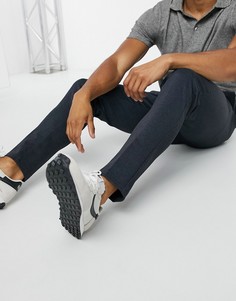 Темно-синие брюки из трикотажа «в елочку» узкого кроя Jack& Jones Intelligence-Темно-синий