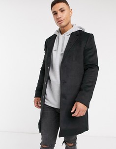 Черное пальто River Island-Черный