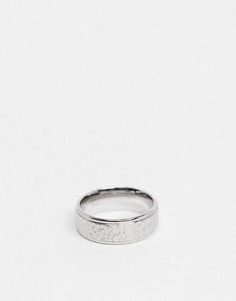 Серебристое кольцо из нержавеющей стали с чеканной отделкой Icon Brand-Серебряный