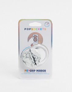 Белая подставка под телефон с зеркальцем и отделкой под мрамор Popsocket-Бесцветный Popsockets