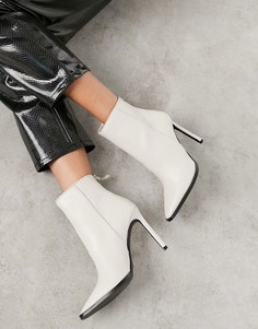 Белые ботильоны из кожи на каблуке Steve Madden Vegas-Белый