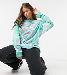 Oversized-футболка от комплекта с принтом тай-дай New Girl Order Curve-Зеленый
