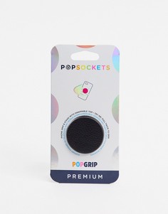 Черная подставка под телефон с отделкой под зернистую кожу Popsocket-Бесцветный Popsockets