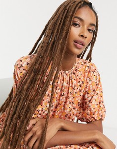 Свободное платье мини с цветочным принтом ASOS DESIGN-Красный