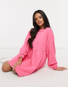 Ярко-розовое трикотажное свободное платье мини ASOS DESIGN-Розовый