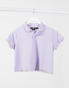 Свободная футболка-поло с кружевной отделкой Daisy Street-Фиолетовый