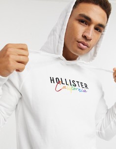 Худи белого цвета с логотипом Hollister-Белый