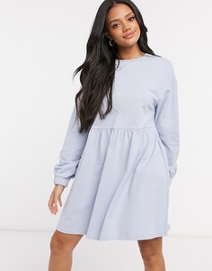 Пыльно-синее платье-свитшот мини ASOS DESIGN-Синий
