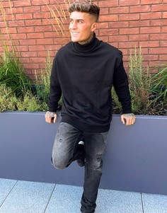 Черный свитшот в стиле oversized с высоким воротом ASOS DESIGN