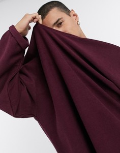 Бордовый свободный свитшот с необработанным краем ASOS DESIGN-Красный