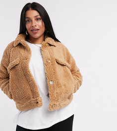 Светло-коричневая короткая куртка из искусственного меха Missguided Plus-Светло-коричневый