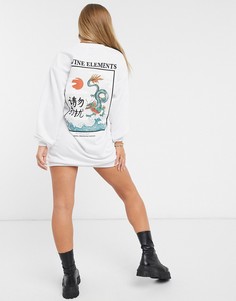 Белое свободное платье-свитшот в стиле oversized ASOS DESIGN-Белый