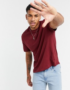 Бордовая свободная футболка из органического хлопка ASOS DESIGN-Красный
