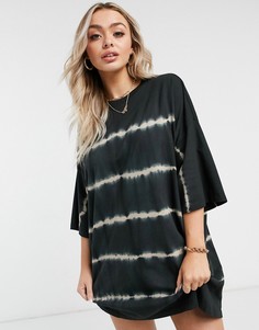 Платье-футболка в стиле oversized с принтом тай-дай ASOS DESIGN-Белый
