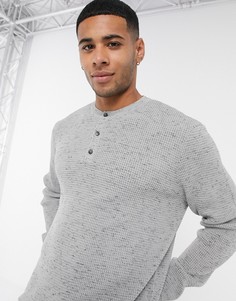Светло-серый фактурный джемпер на пуговицах ASOS DESIGN
