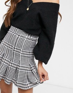 Мини-юбка в клетку со складками ASOS DESIGN-Мульти