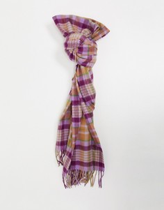 Шерстяной шарф в фиолетовую клетку Selected Femme-Мульти