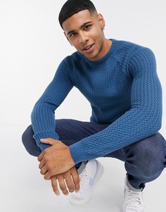 Обтягивающий джемпер с круглым вырезом ASOS DESIGN-Синий