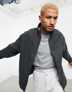 Темно-серая флисовая спортивная куртка ASOS DESIGN-Серый