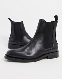 Черные кожаные ботинки челси Selected Femme-Черный
