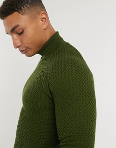 Обтягивающая водолазка цвета хаки ASOS DESIGN-Зеленый