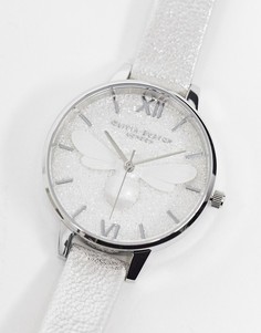 Серебристые часы с кожаным ремешком Olivia Burton-Серебряный