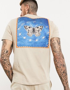 Бежевая футболка с вышивкой ASOS DESIGN-Бежевый