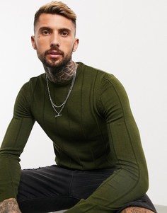 Джемпер в широкий рубчик цвета хаки ASOS DESIGN-Зеленый