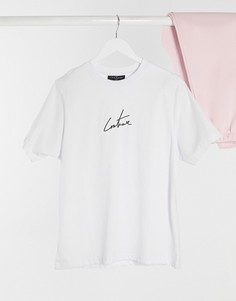 Белая футболка oversized The Couture Club с логотипом-Белый
