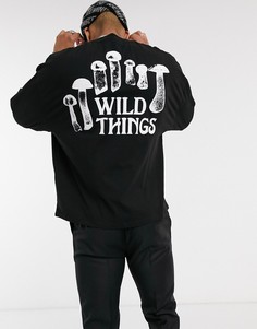 Черный лонгслив в стиле oversized с принтом ASOS DESIGN