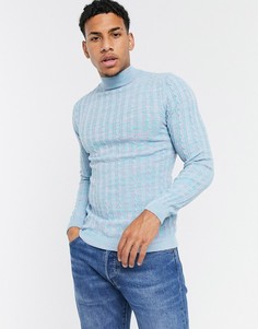 Трикотажная обтягивающая водолазка ASOS DESIGN-Синий