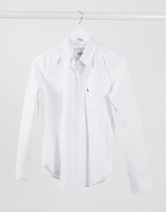 Белая приталенная рубашка Abercrombie & Fitch-Белый