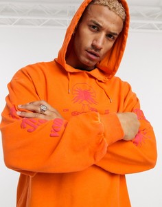 Oversized-худи оранжевого цвета с принтом ASOS DESIGN-Оранжевый
