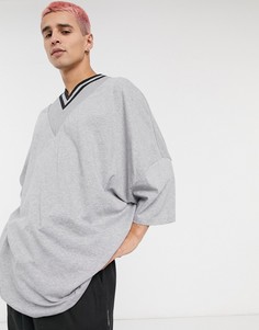 Серая длинная свободная меланжевая футболка ASOS DESIGN-Серый