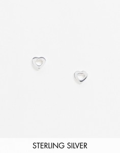 Серебряные серьги-гвоздики в виде контурного сердца ASOS DESIGN-Серебряный