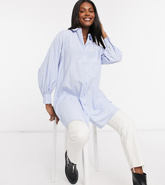 Свободное платье-рубашка из хлопкового поплина в полоску ASOS DESIGN Maternity-Мульти
