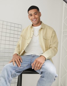 Светло-бежевая льняная oversized-рубашка в стиле 90-х ASOS DESIGN-Бежевый