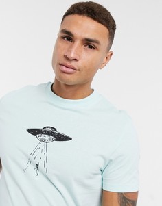 Зеленая футболка из огранического хлопка с принтом UFO на груди ASOS DESIGN-Зеленый