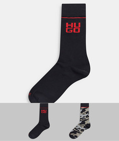 2 пары носков с камуфляжным принтом Hugo-Черный