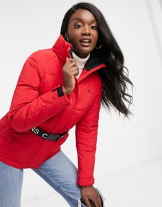 Красный пуховик с ремнем Calvin Klein Jeans