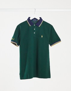 Зеленая футболка-поло с окантовкой на воротнике Polo Ralph Lauren-Зеленый